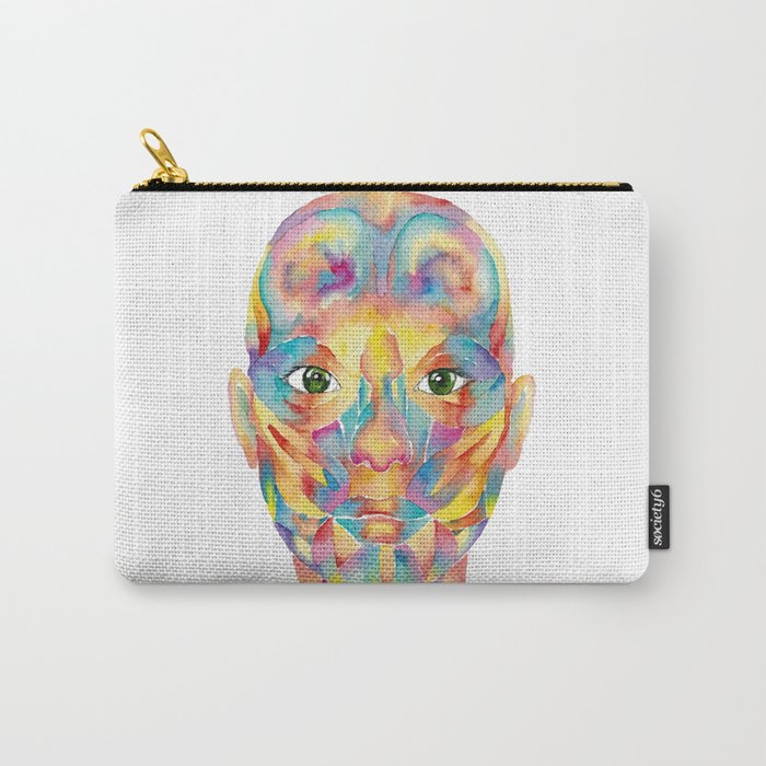 Anatomy of facial muscles expression skull Print Modern Watercolor Carry-All Pouch