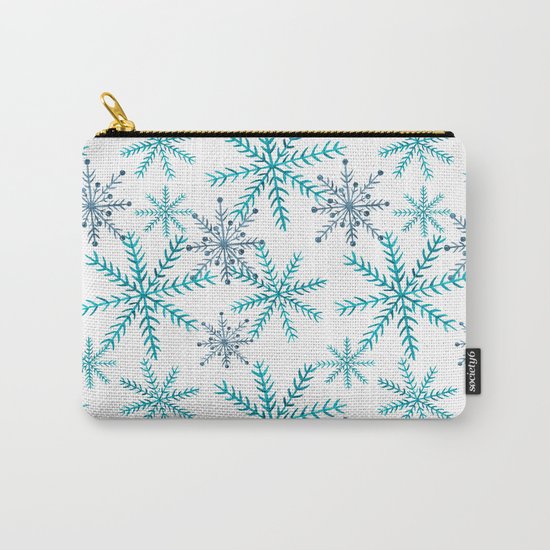 Blue Snowflakes Carry-All Pouch