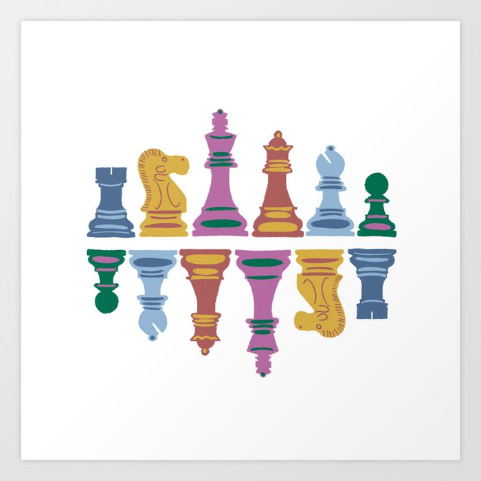 colorful chess pieces Art Print