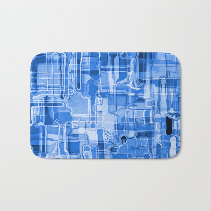 Modern Abstract Digital Paint Strokes in Cobalt Blue Bath Mat