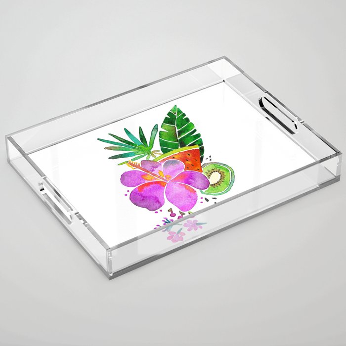 hibiscus and kiwi Acrylic Tray