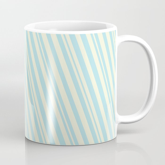 Beige & Powder Blue Colored Lined/Striped Pattern Coffee Mug