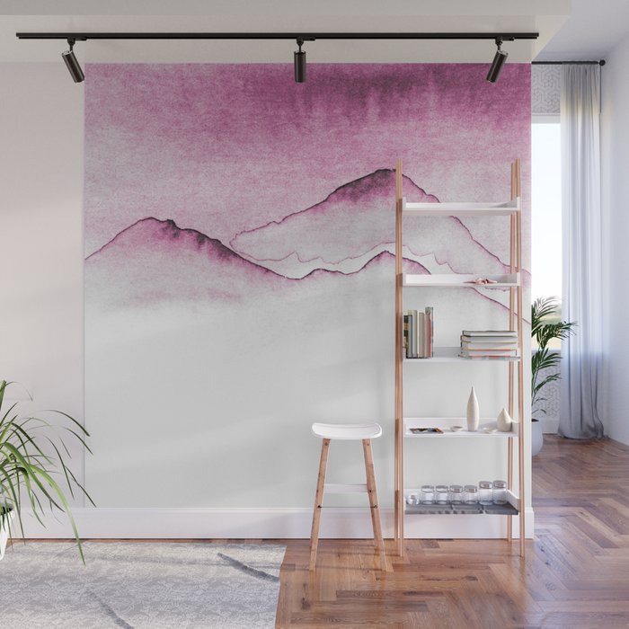 Pink Sky Mountains Wall Mural