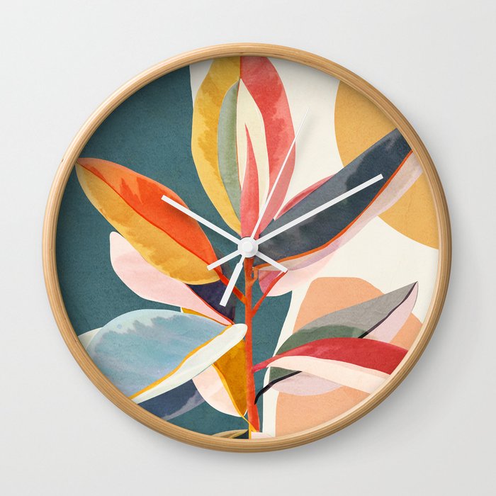 Colorful Branching Out 01 Wall Clock