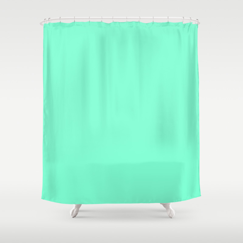 Solid Bright Aquamarine Aqua Blue Green, Aqua Green Shower Curtain