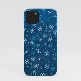 Blue and White Winter Snowflakes Pattern iPhone Case