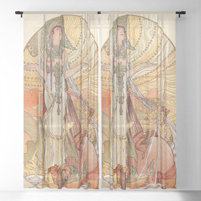 Incantation (Salammbo) - Alphonse Mucha 1897 Sheer Curtain