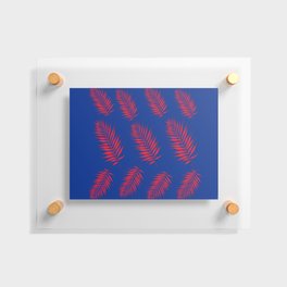 Red Palm Leaves with Blue Background  Floating Acrylic Print
