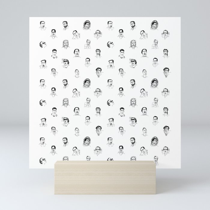 100 Portraits of Nicolas Cage, smaller pattern Mini Art Print