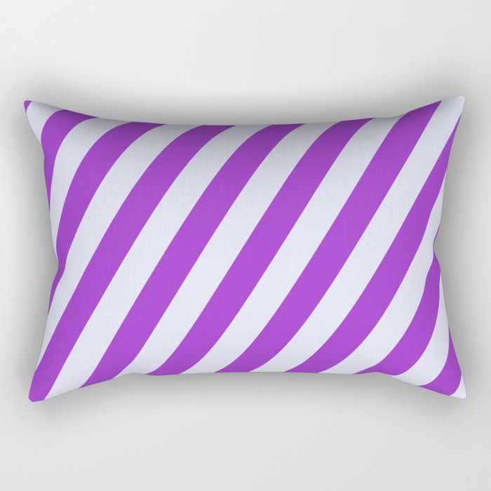 Lavender and Dark Orchid Colored Striped/Lined Pattern Rectangular Pillow