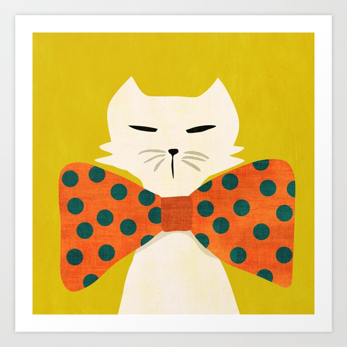 Cat with incredebly oversized humongous bowtie Art Print