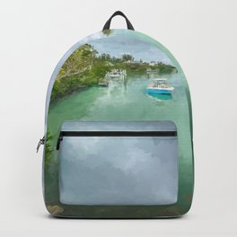Island Cove Oil Painting Backpack