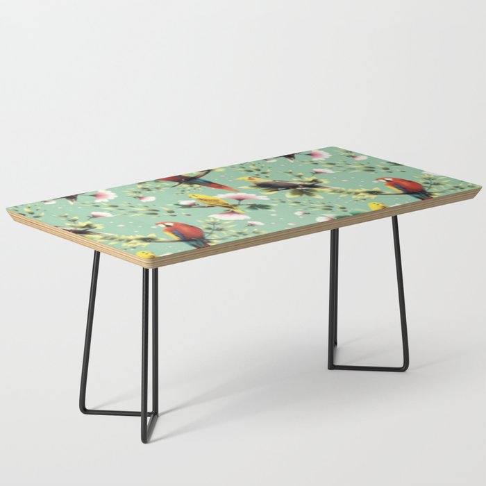 Tropical Exotic Red Birds Pattern Design Coffee Table