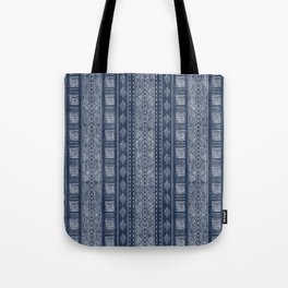 Mudcloth Inspired Navy Blue Small Scale Pattern Tote Bag