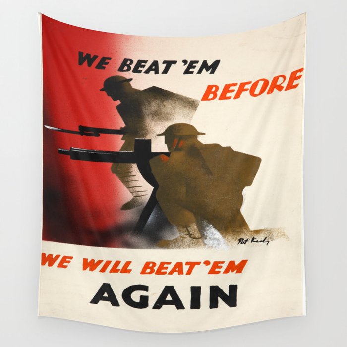 Vintage poster - We Will Beat Them Wall Tapestry