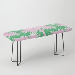 Retro Palm Trees Pastel Pink and Kelly Green Bench