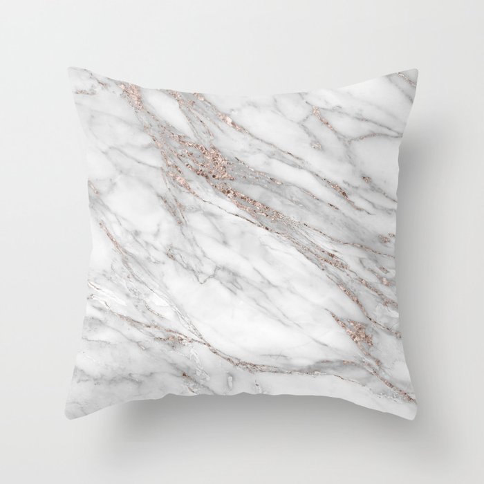 Pink Rose Gold Blush Metallic Glitter Foil On Gray Marble