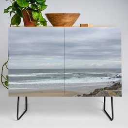 Cloudy Beach With Rocks Credenza