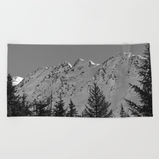 Gwin's Winter Vista - B & W Beach Towel