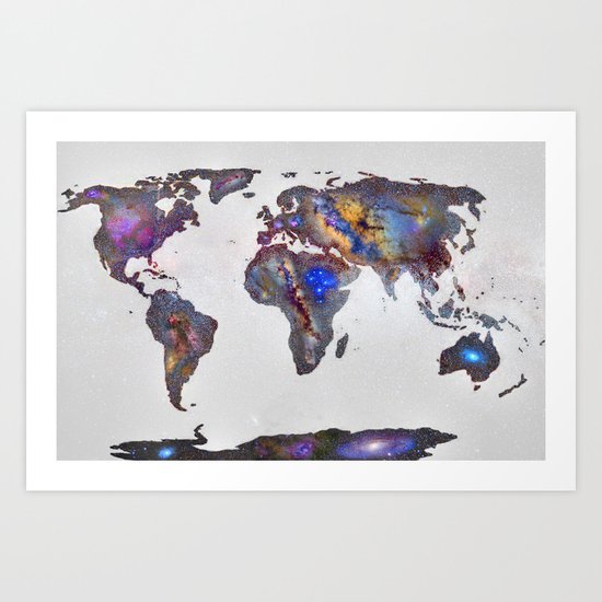 Stars world map Art Print