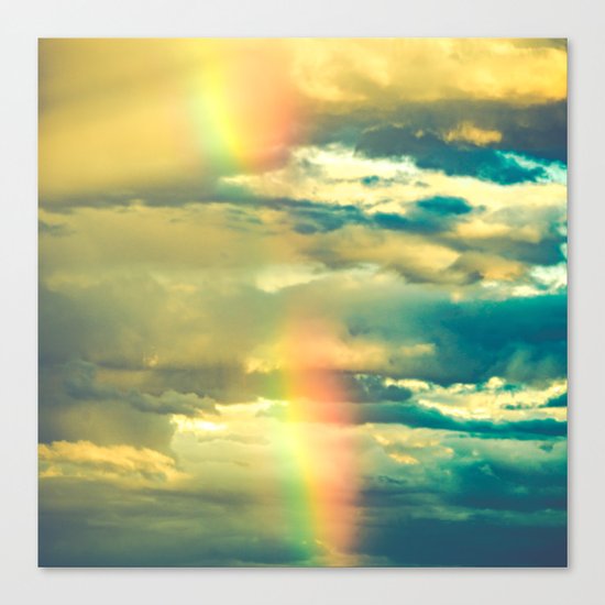 Rainbow Blue Sky Clouds Canvas Print