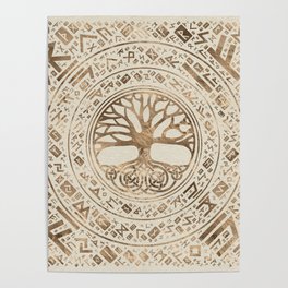 Tree of life -Yggdrasil Runic Pattern Poster