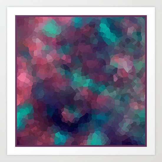 Abstract pattern blue raspberry and turquoise crystals . Art Print