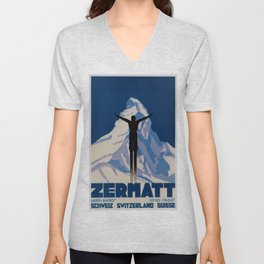 Vintage Zermatt Switzerland Travel V Neck T Shirt