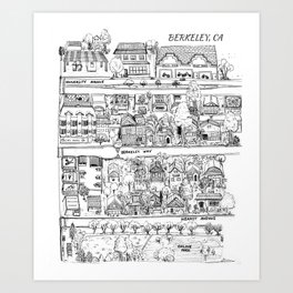 Berkeley Neighborhood Map (Inset) Art Print