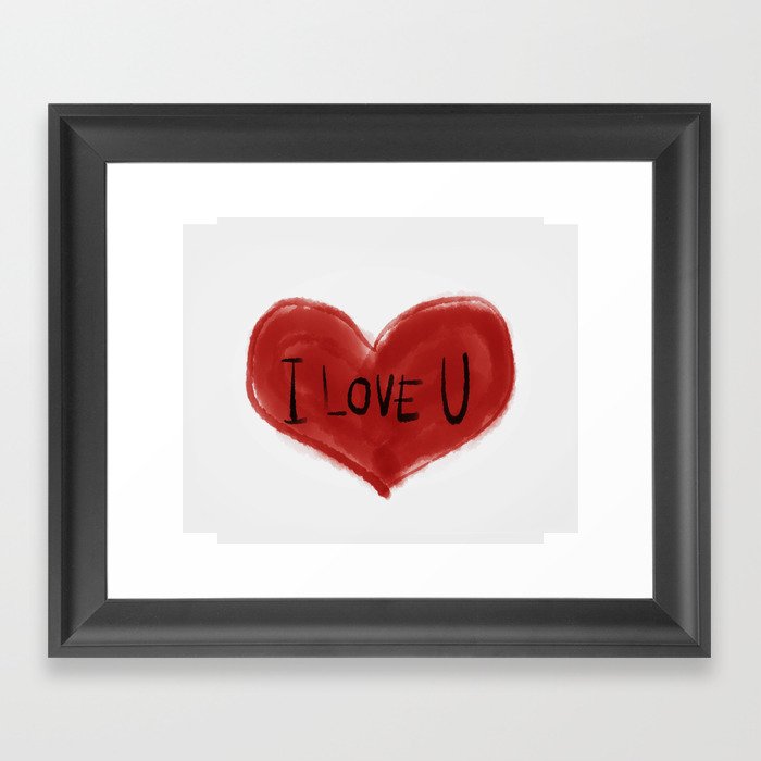 I love you red heart painting Framed Art Print