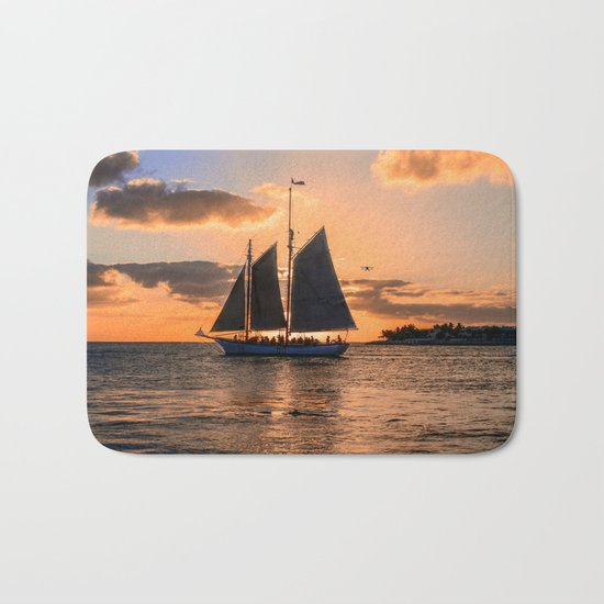 Sunset Sail and Plane Bath Mat