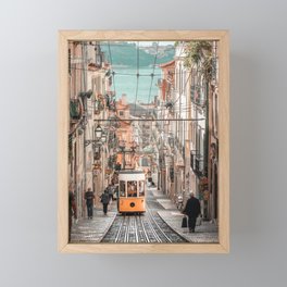 Lisbon Tram Portugal | Nostalgic Cable Car Lisboa Framed Mini Art Print