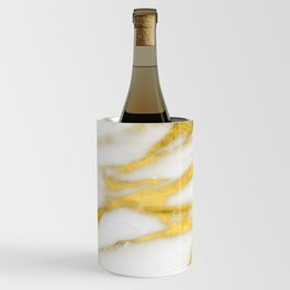 Italian 18 Karat Gold on Pure Cream Marble Wine Chiller