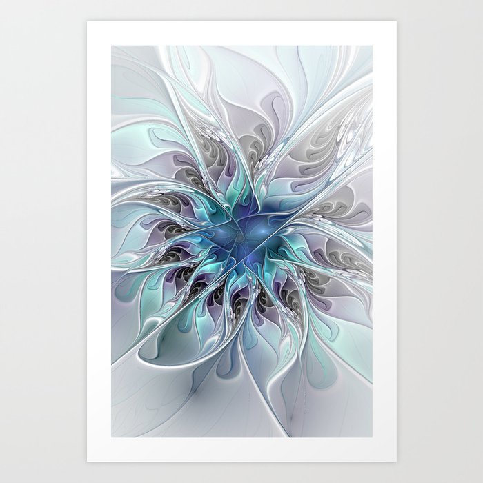 Flourish Abstract, Fantasy Flower Fractal Art Art Print