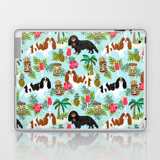 Cavalier King Charles Spaniel tiki hawaiian island tropical dog breed pattern dogs Laptop & iPad Skin