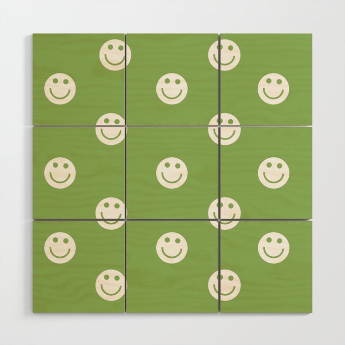 Green smiley faces Wood Wall Art