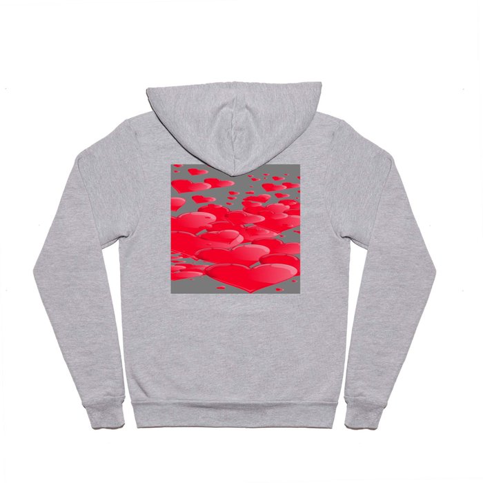 PINK CANDY VALENTINES HEARTS IN  GREY Hoody