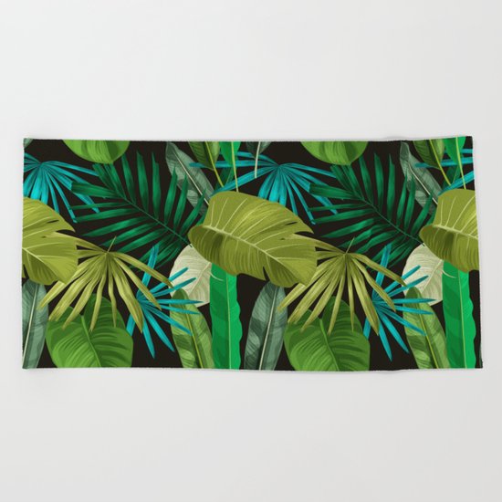 Tropical Leaf Pattern Beach Towel