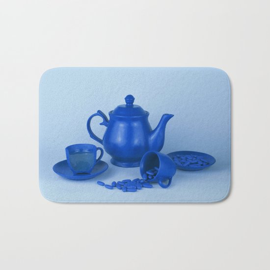 Blue tea party madness - still life Bath Mat