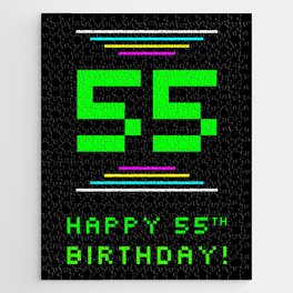 [ Thumbnail: 55th Birthday - Nerdy Geeky Pixelated 8-Bit Computing Graphics Inspired Look Jigsaw Puzzle ]