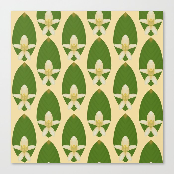 Abstract Lemon Flower & Leaf Pattern Canvas Print