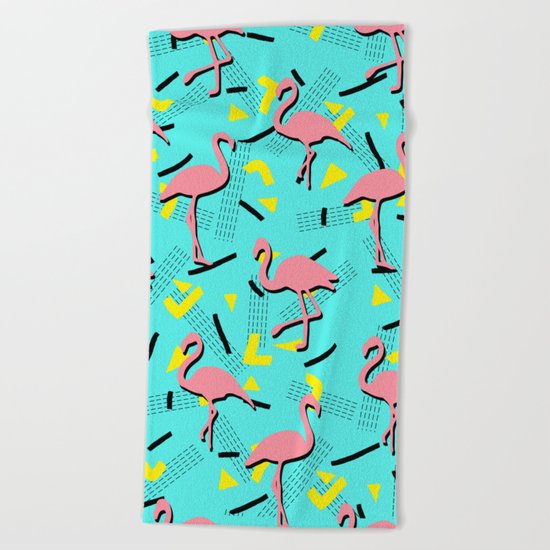 Flamingos Memphis #society6 #decor #buyart Beach Towel