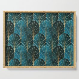 Art Deco Waterfalls // Ombre Teal Serving Tray