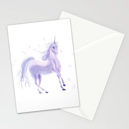 Unicorn on White with Petals Stationery Cards