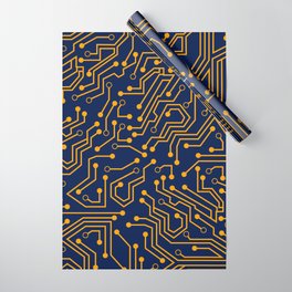 Orange Motherboard Geek Decor Wrapping Paper