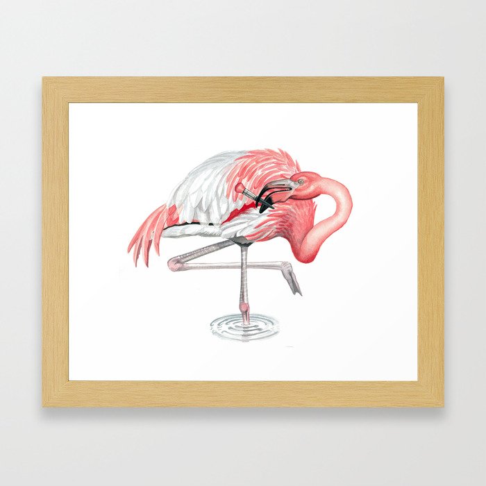 Fashionable Flamingo Framed Art Print