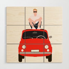 tiny man tiny car  Wood Wall Art