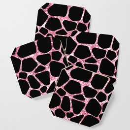 Black Pink Giraffe Skin Print Coaster