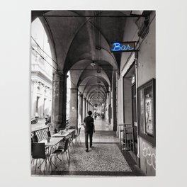 Black and white Bologna Street Photography Poster