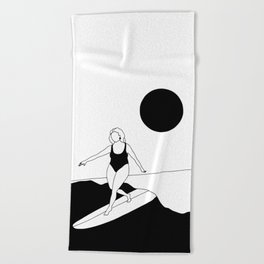 divine surf/surf art/surf design/female swall hanging/wall decor/minimalism/bodypositiv/normalbodies Beach Towel